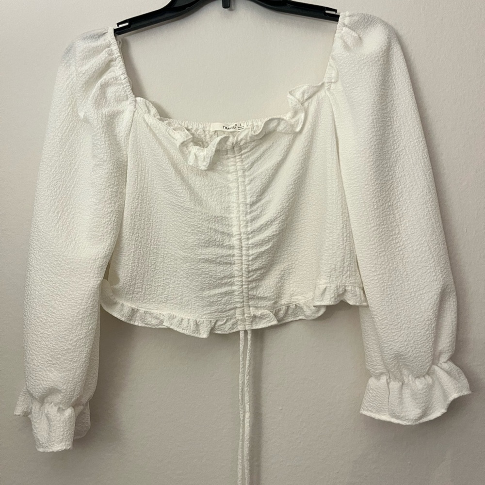 Off the Shoulder Long Sleeve Crop Top